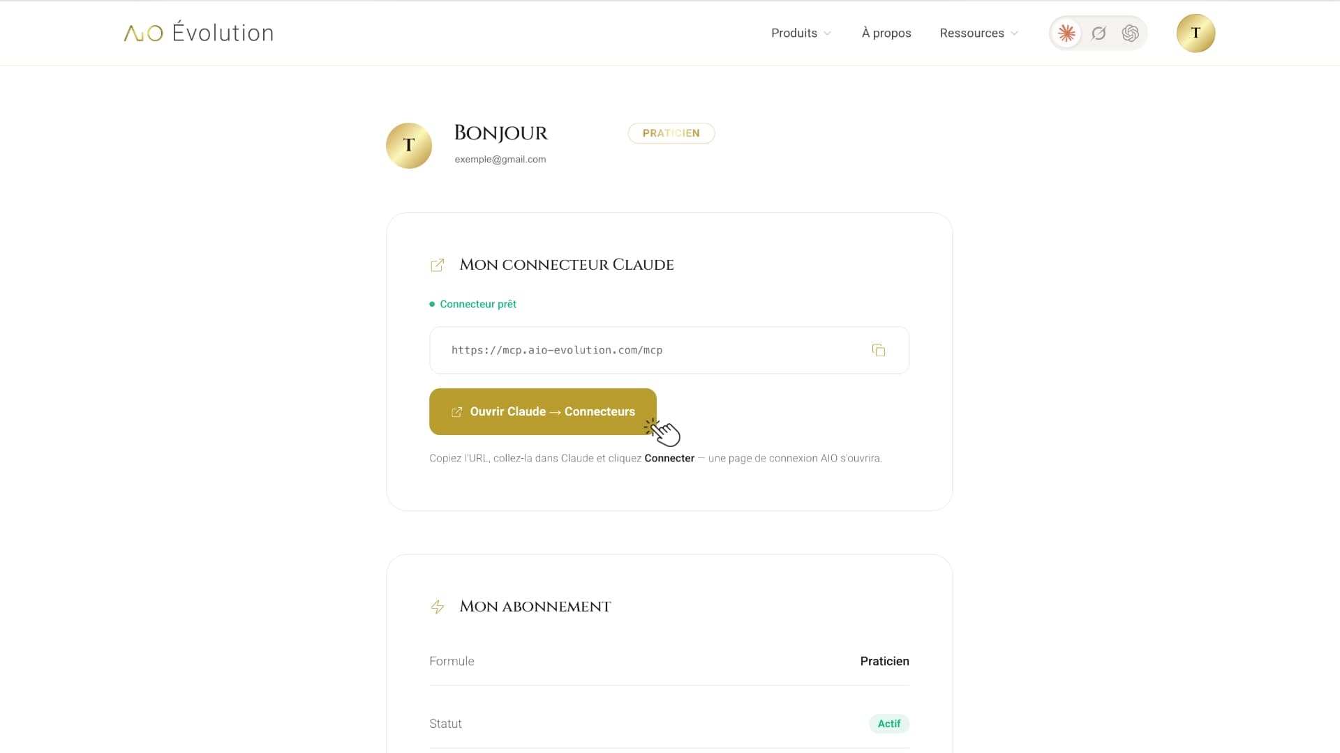 AIO Dashboard — Open Claude button